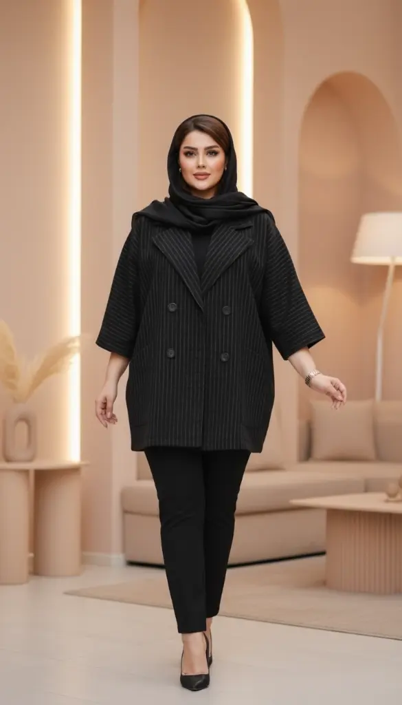 ‎⁨⁨مانتو مشکی کوتاه شانلیا - کد ۹۳۸ (۲)⁩⁩.webp