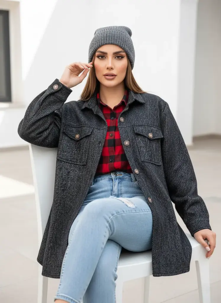 مانتو پاییزه فوتر مشکی شکت رز ۳ - کد ۹۵۷.webp