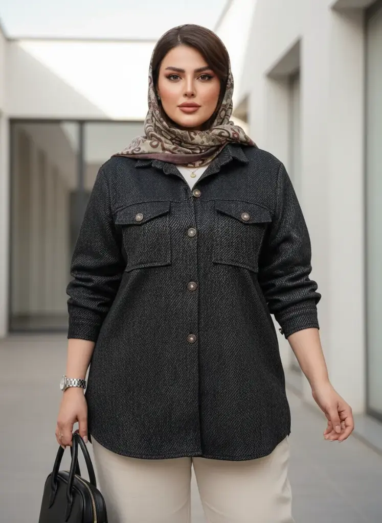 مانتو پاییزه فوتر مشکی شکت رز ۲ - کد ۹۵۷.webp