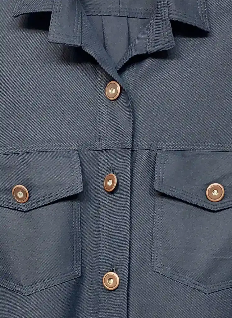 مانتو پاییزه کوتاه کتان رز فیونا سرمهای - کد ۹۵۶.webp