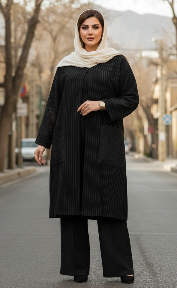 مانتو مجلسی کرپ مشکی والنتینا