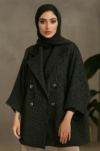 [938] مانتو مشکی کوتاه شانلیا