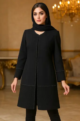 مانتو مجلسی کرپ مشکی الیز